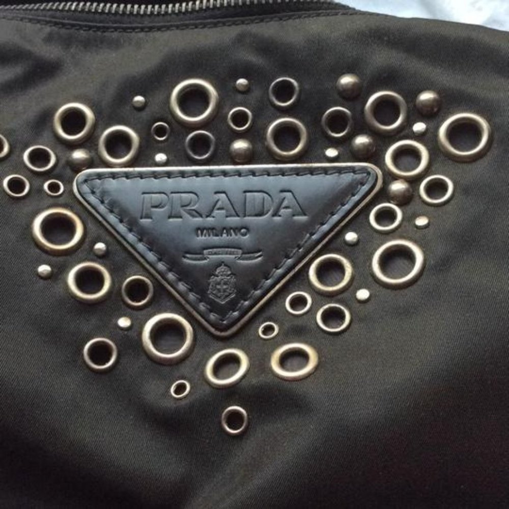 PRADA BLACK NYLON HOBO BAG
